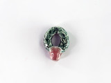 14x10mm Small Christmas Wreath Ceramic Bead, 1 Count