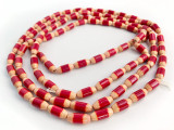 15x7mm Red Coral Japanese Bamboo Striped Barrel Beads, 100 Count (Closeout)