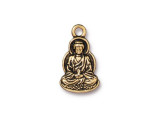 12x21mm Antique Gold Plated Sitting Buddha Charm, 1 Count (Closeout)