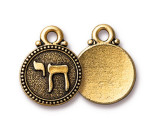 20x24mm Antique Gold Plated Chai Charm, 1 Count (Closeout)