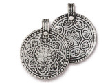 26x32mm Antique Silver Plated Eight Signs Pendant, 1 Count (Closeout)