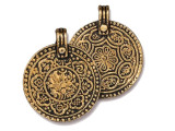 26x32mm Antique Gold Plated Eight Signs Pendant, 1 Count (Closeout)