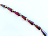 20x9mm Garnet Czech Glass Fire Polished Drop Beads, 5.5" Strand (Closeout)