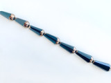 20x9mm Onyx Bronze Czech Glass Fire Polished Drop Beads, 5.5" Strand (Closeout)