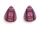 23x30mm Red, Pink, and Black Ceramic Pendant or Earring Drops, 1 Pair (Closeout)
