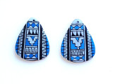 23x30mm Blue, Black, and Gray Ceramic Pendant or Earring Drops, 1 Pair (Closeout)