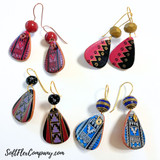 23x30mm Blue, Black, and Gray Ceramic Pendant or Earring Drops, 1 Pair (Closeout)