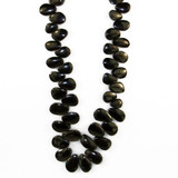 40 Count Smooth Flat Side Drilled Madagascar Jet Tear Drops