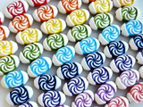 19x12mm Assorted Colors Candy Swirl Ceramic Beads, 6 Count