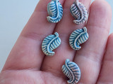 16x9mm Green and Pink Ceramic Leaves, 1 Count