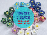13mm Assorted Colors Ceramic Daisy Flower Beads, 5 Count