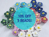 13mm Assorted Colors Ceramic Daisy Flower Beads, 5 Count