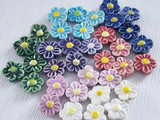 13mm Assorted Colors Ceramic Daisy Flower Beads, 5 Count