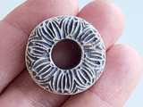 26mm Matte Gray Brown Textured Ceramic Donut, 1 Count (Closeout)