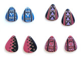 23x30mm Red, Pink, and Black Ceramic Pendant or Earring Drops, 1 Pair (Closeout)