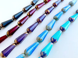 20x9mm Garnet Czech Glass Fire Polished Drop Beads, 5.5" Strand (Closeout)