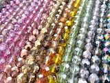 Approx. 7mm Assorted Color Czech Glass Fire Polish Faceted Rounds, 8" Strand