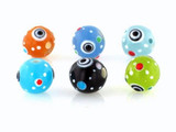 6 Count 11.5mm Misc. Colors Raised Dot Lampwork Eye Beads (Closeout)