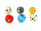 6 Count 9mm Transparent Colors Dot Lampwork Beads (Closeout)