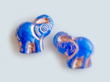 21x22mm Blue Czech Glass Elephant Beads, 2 Count (Closeout)