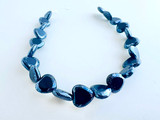 10mm Black and Silver Czech Glass Hearts, 22 Count