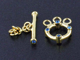 3-Strand 18k Gold-Plated Toggle With Faceted Montana Austrian Crystal - Pkg Of 2 (Closeout)