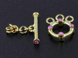 3-Strand 18k Gold-Plated Toggle With Faceted Rose Austrian Crystal - Pkg Of 2 (Closeout)
