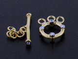3-Strand 18k Gold-Plated Toggle With Faceted Light Sapphire Austrian Crystal - Pkg Of 2 (Closeout)