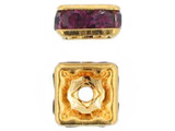6mm Gold Plated Finish Amethyst Austrian Crystal Squaredelles - Pkg Of 15 (Closeout)