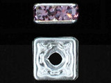 6mm Silver Plated Finish Light Amethyst Austrian Crystal Squaredelles - Pkg Of 15 (Closeout)