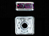 8mm Silver Plated Finish Amethyst Austrian Crystal Squaredelles - Pkg Of 12 (Closeout)