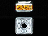 8mm Silver Plated Finish Topaz Austrian Crystal Squaredelles - Pkg Of 12 (Closeout)