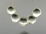 Assorted Size Green Amethyst Faceted Rounds Top Drilled, 5 Count