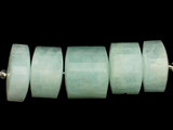 Varied Size Blue Aquamarine Faceted Triangular Cylinders, 5 Count