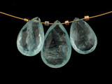 Varied Sizes Blue Aquamarine Faceted Pears (1 of a Kind), 3 Count