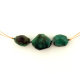 Varied Size Green Emerald  Simple Cut Nuggets, 3 Count (Closeout)