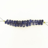 Graduated Violet Blue Iolite Long Faceted Pears, 28 Count