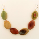 Graduated Multicolor Imperial Jasper Smooth Flat Ovals, 6 Count