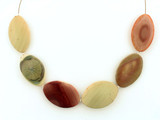 Graduated Multicolor Imperial Jasper Smooth Flat Ovals, 6 Count