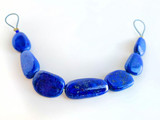 Assorted Size Blue Lapis Lazuli Smooth Flat Ovals, 7 Count
