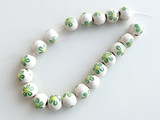 11mm Lime Green Ceramic Flower Rounds, 20 Count (Closeout)