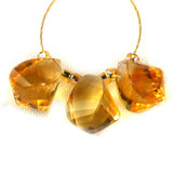 10x7mm Golden Citrine Top Drill Twist Drops, 3 Count