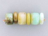 6 Count Varied Size Blue Peruvian Opal Smooth Barrels And Rondelles