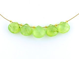 Graduated Green Prehnite Faceted Pears, 5 Count
