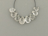 8 Count Graduated Black Tourmalinated Quartz Faceted Pears