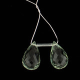 14x8mm Green Amethyst Briolettes, 2 Count