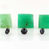 Chrysoprase & Black CZ Faceted Rectangle/Rondelles, 7 Count