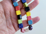 11x11mm Multicolor Ceramic Spiral Square Beads, 20 Count