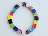 11x11mm Multicolor Ceramic Spiral Square Beads, 20 Count