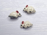 13x8mm White Mouse Ceramic Teeny Tiny Bead, 1 Count